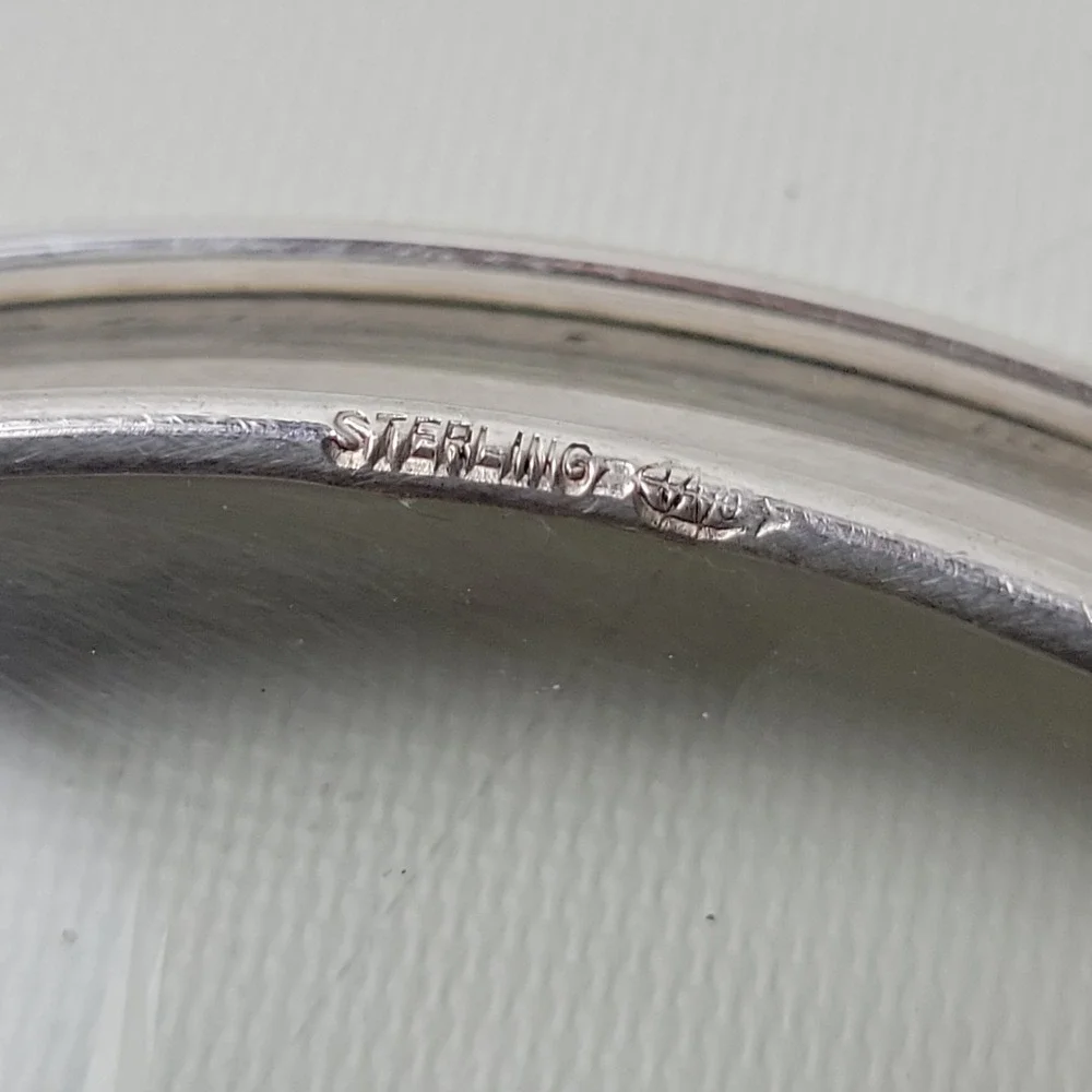 Vtg Webster Company Sterling Silver Etched Starburst Glass Wine Coaster